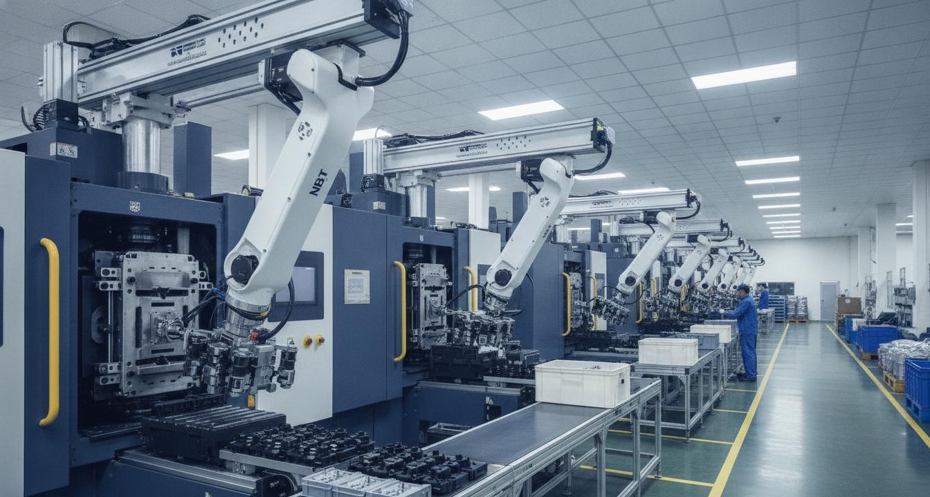 01 Southeast Asian Electronics Plants Specify Servo Take-Out Robot Arms for Connector Molding