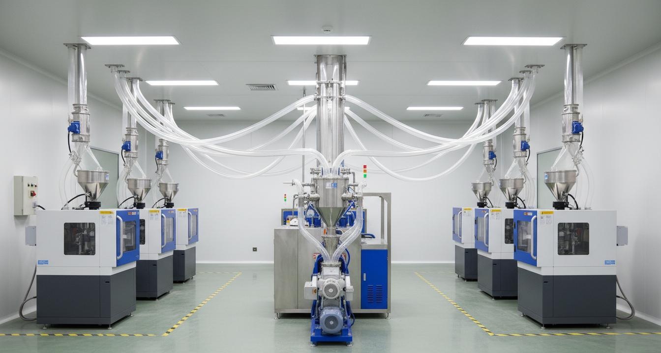 04 Dust-Free Vacuum Conveying Systems — Pipeline Layout for Multi-Machine Material Transfer